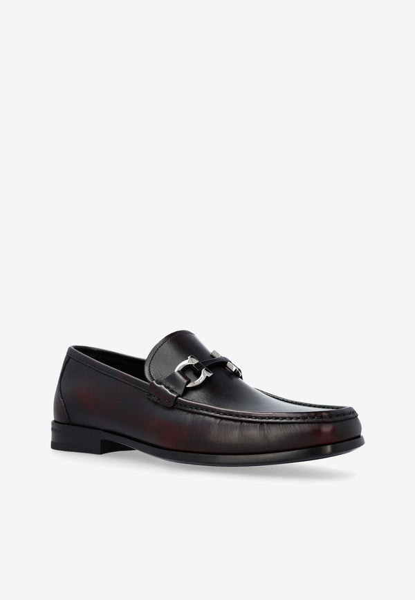 Salvatore Ferragamo Grandioso Gancini Leather Loafers Bordeaux 029457 GRANDIOSO2 778788-CORDOVAN NERO