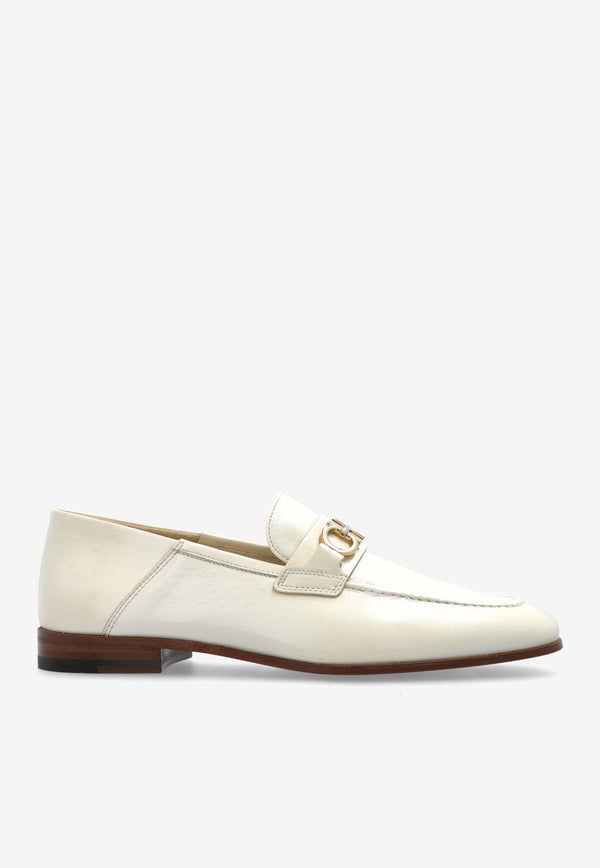 Salvatore Ferragamo Biarritz Gancini Leather Loafers Cream 029264 BIARRITZ 778973-MASCARPONE