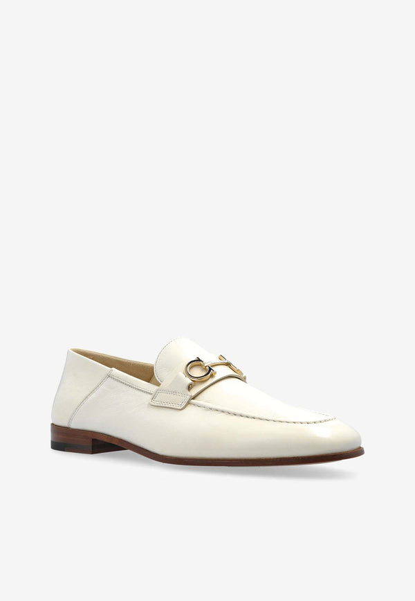 Salvatore Ferragamo Biarritz Gancini Leather Loafers Cream 029264 BIARRITZ 778973-MASCARPONE