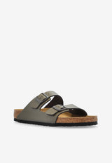 Birkenstock Arizona Leather Double-Buckle Slides  Gray 1029153 0-CONCRETE GRAY