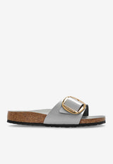 Birkenstock Madrid Big Buckle Leather Slides Gray 1029534 0-HIGH SHINE STONE COIN