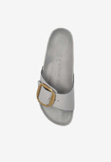 Birkenstock Madrid Big Buckle Leather Slides Gray 1029534 0-HIGH SHINE STONE COIN