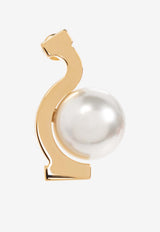 Ferragamo Gancini Pearl Drop Earrings Gold 760799 EAR ESSE PER 780370 ORO GIOVE/WHITE