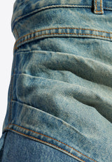 Asymmetrical Midi Denim Skirt