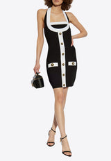 Two-Tone Halterneck Mini Dress