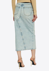 Midi Denim Skirt with Slit