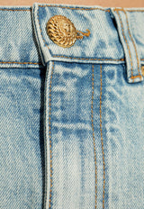 Midi Denim Skirt with Slit