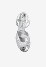 Jimmy Choo Heloise 80 Metallic Leather Platform Sandals Silver HELOISE 80 BYK-SILVER