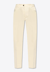 Logo Patch Gabardine Straight-Leg Pants