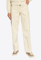 Logo Patch Gabardine Straight-Leg Pants