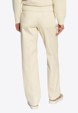 Logo Patch Gabardine Straight-Leg Pants