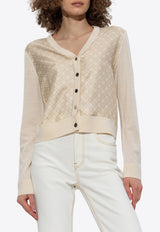 Tory Burch Cardigan with monogram Beige 169569 0-960