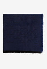 Ferragamo Gancini Jacquard Silk-Blend Scarf Navy 520129 ST ZELIG 779424 NEW NAVY