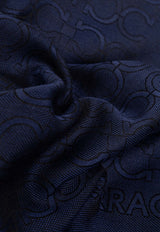 Ferragamo Gancini Jacquard Silk-Blend Scarf Navy 520129 ST ZELIG 779424 NEW NAVY