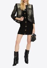 Denim Print Leather Jacket