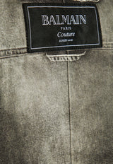 Denim Print Leather Jacket