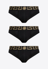 Versace Greca Border Briefs - Set of 3 AU10327 1A10011-A80G