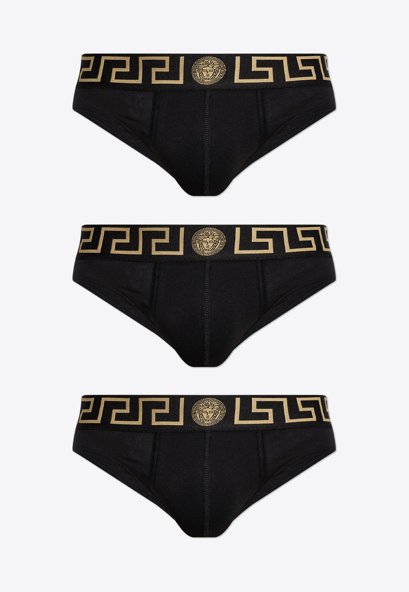 Versace Greca Border Briefs - Set of 3 AU10327 1A10011-A80G
