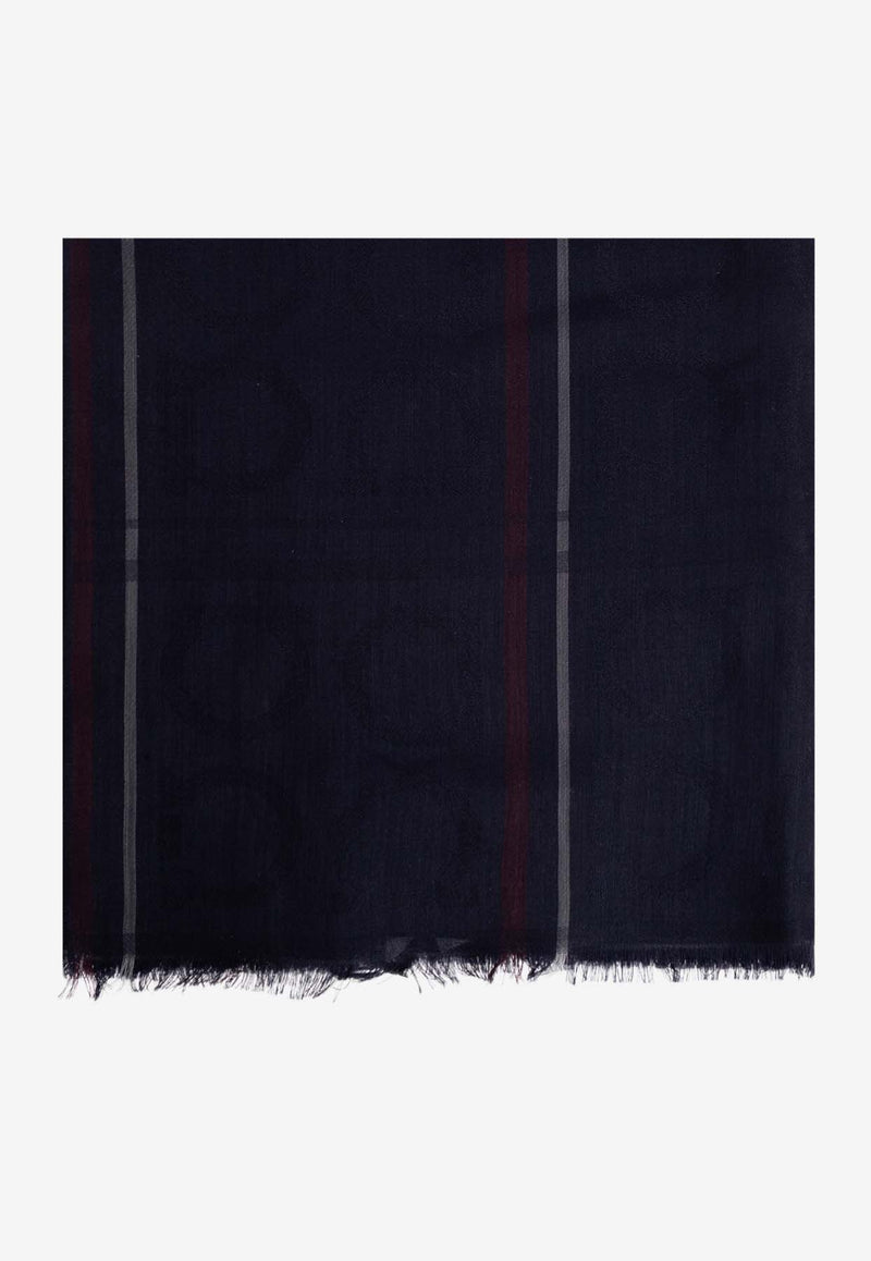 Ferragamo Tartan Jacquard Cashmere-Blend Scarf Blue 520130 ST 4GANCI 779411 NEW NAVY