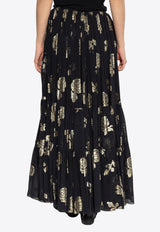 Floral Motif Maxi Silk Skirt
