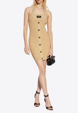 فستان قصير مُضلع بحمالات عنق