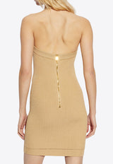 فستان قصير مُضلع بحمالات عنق