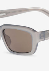Jacquemus The Marino Rectangular Sunglasses Gray JAC64 0-C4SUN