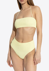 Smocked High-Rise Bikini Bottom