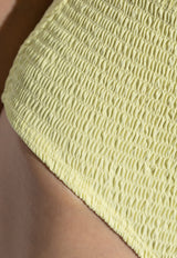 Smocked High-Rise Bikini Bottom