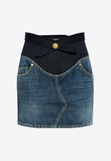 تنورة قصيرة من الدنيم بأجزاء متباينة