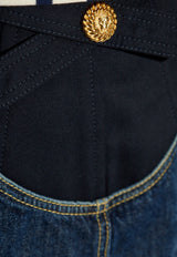 تنورة قصيرة من الدنيم بأجزاء متباينة