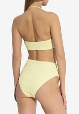 Tory Burch Halterneck Smocked Bikini Top Yellow GÓRA 167573 0-701