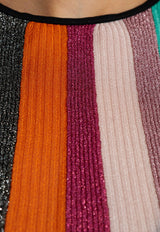 فستان طويل مُقلّم محبوك بخيوط معدنية