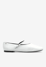 Tory Burch Mary-Jane Leather Ballet Flats  White 164682 0-100