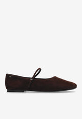 Tory Burch Mary-Jane Suede Ballet Flats Brown 166106 0-200