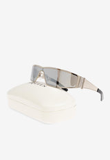 Alexander McQueen Y2k Metal Shield Sunglasses Gray 821679 I3310-1273