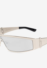 Alexander McQueen Y2k Metal Shield Sunglasses Gray 821679 I3310-1273