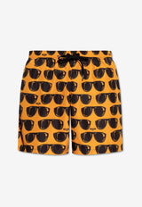 Moschino Printed Sunglasses Swim Shorts  Orange KĄPIELOWE 251V3 A4231 9314-2061