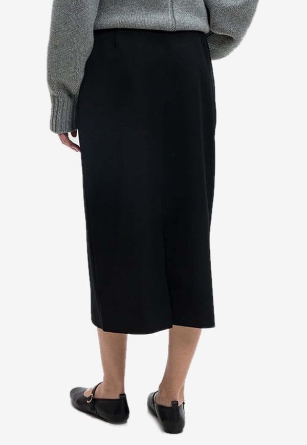 The Row Matias Viscose and Wool Midi Skirt Black 8159_W3039_BLK