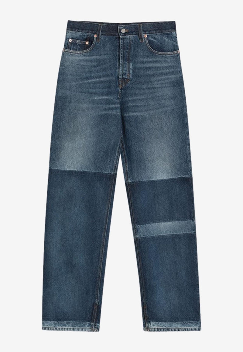 Gucci Two-Tone Wide-Leg Jeans Blue 816478XDC7X/Q_GUC-4681