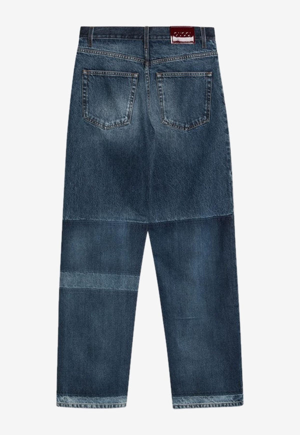 Gucci Two-Tone Wide-Leg Jeans Blue 816478XDC7X/Q_GUC-4681