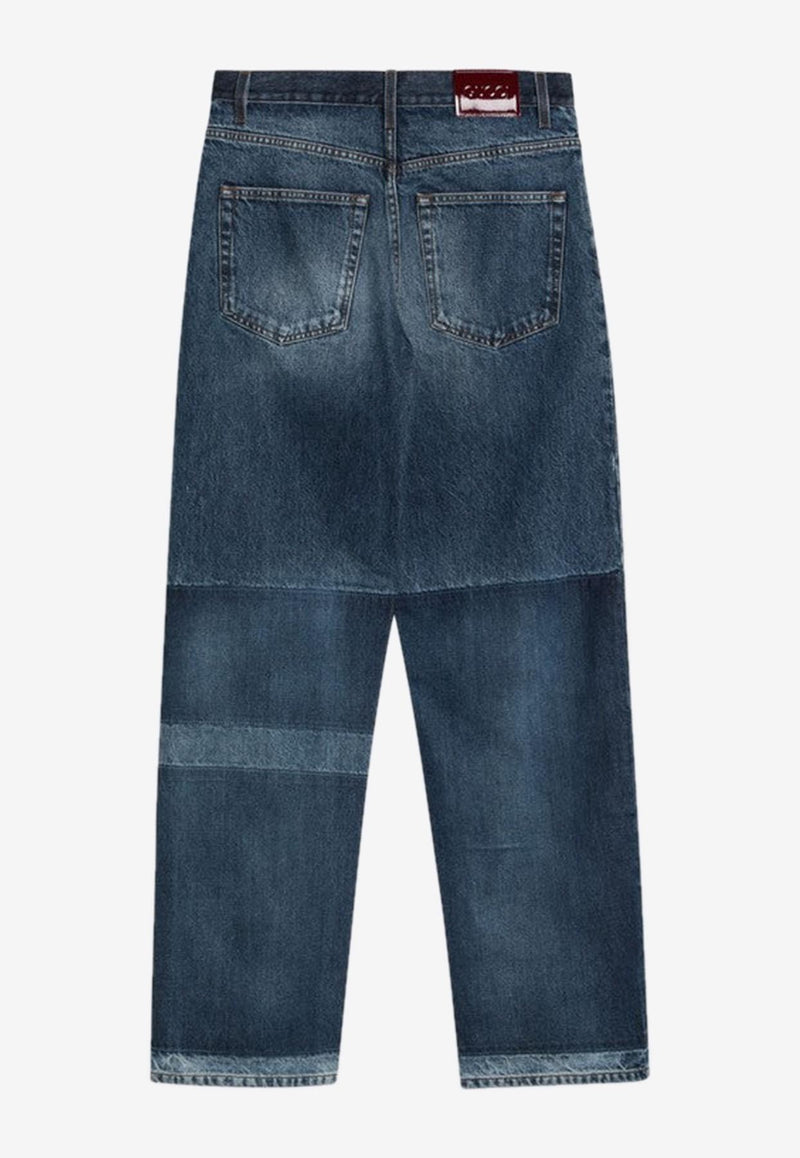 Gucci Two-Tone Wide-Leg Jeans Blue 816478XDC7X/Q_GUC-4681