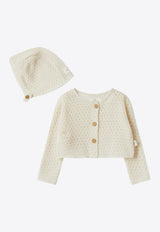 Baby Openwork Knit  Cardigan and Hat Set