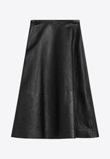 Balenciaga Midi Flared Leather Skirt  Black 816648TRS12/Q_BALEN-1000