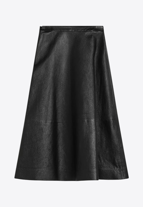 Balenciaga Midi Flared Leather Skirt  Black 816648TRS12/Q_BALEN-1000