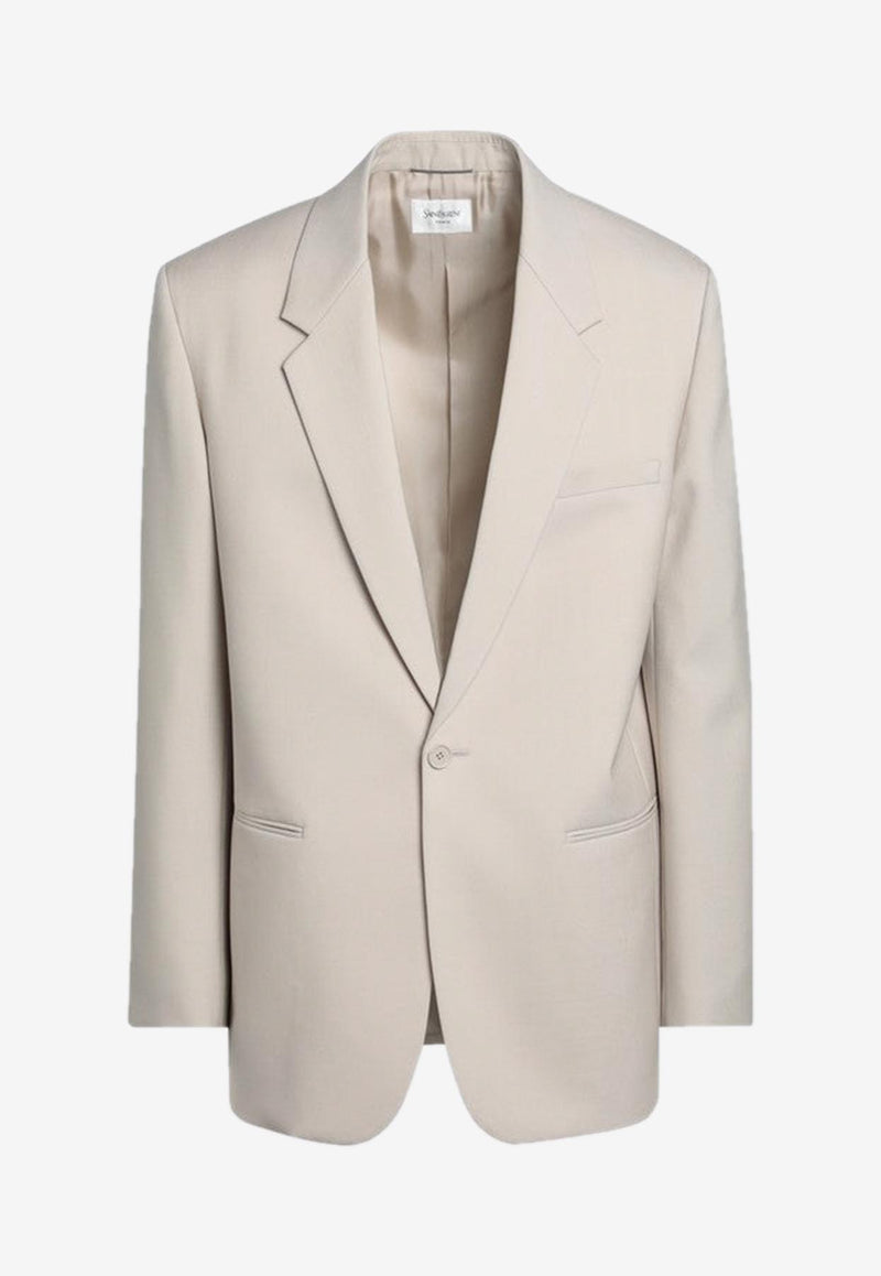 Saint Laurent Single-Breasted Wool Blazer Beige 817949Y2L82/Q_YSL-2630
