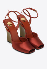 Saint Laurent La Scandale 110 Satin Wedge Sandals Rust 8180079QNAO/Q_YSL-6303