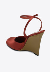 Saint Laurent La Scandale 110 Satin Wedge Sandals Rust 8180079QNAO/Q_YSL-6303