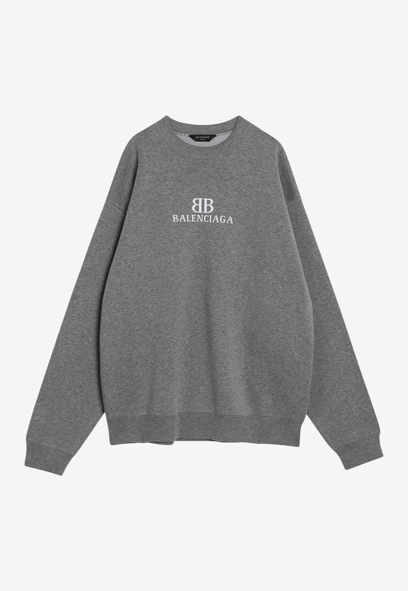 Balenciaga BB Logo Crewneck Sweatshirt Gray 818422T3368/R_BALEN-1380