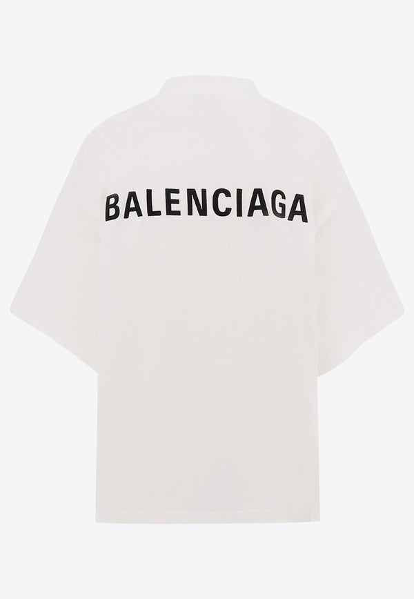 Balenciaga Logo-Embroidered Crewneck T-shirt White 818431TPVK1_9040